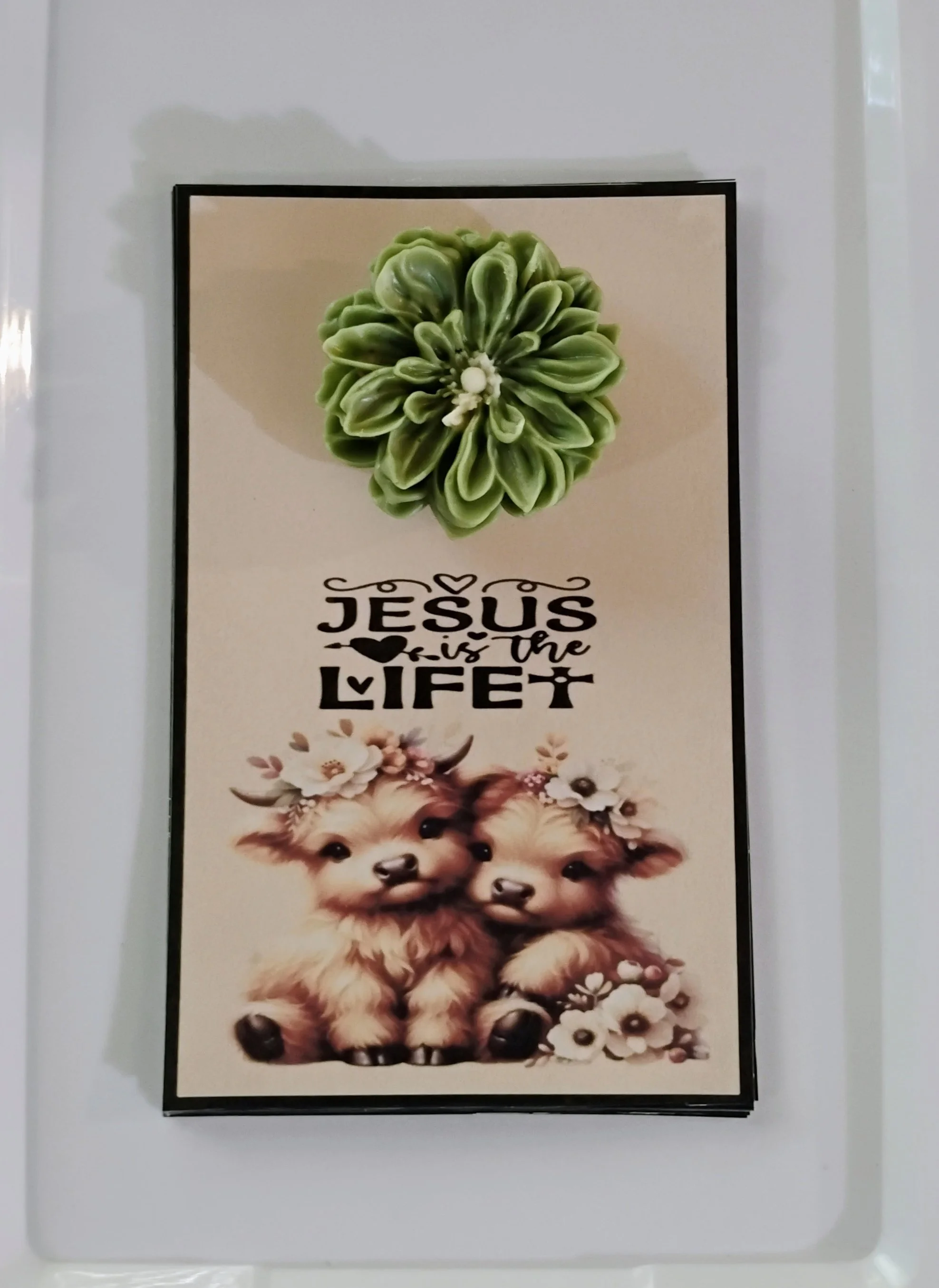 Jesus Is Life Burning Flower Card. Candle or Wax Melt