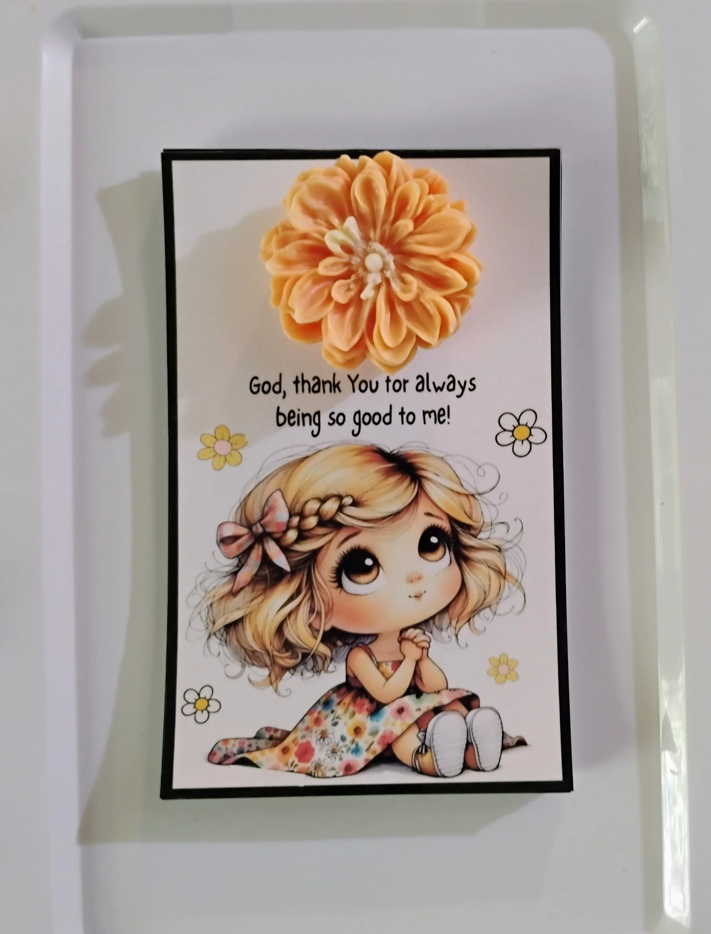 Thank You God Burning Flower Card. Candle or Wax Melt