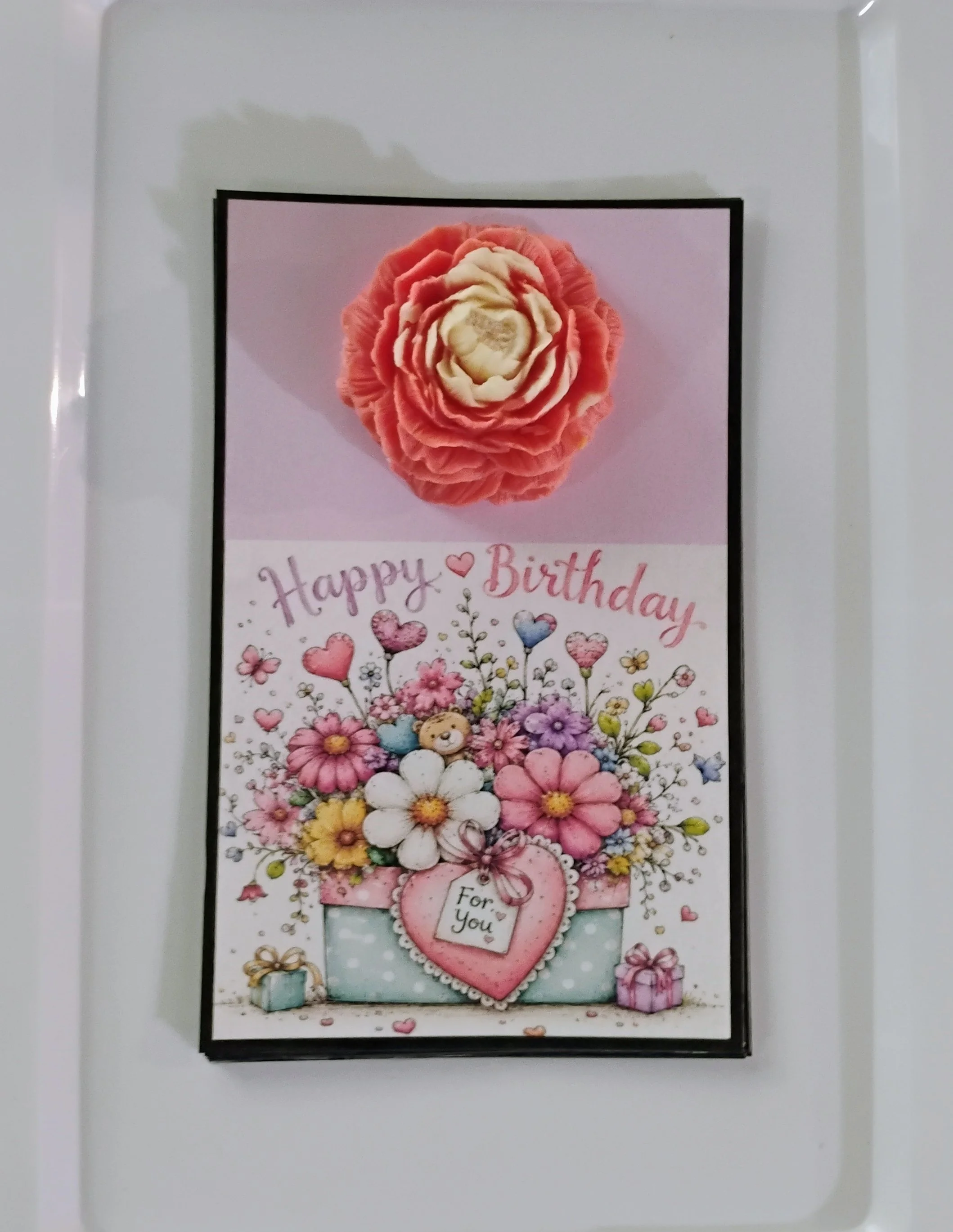 For You Heart Burning Flower Card. Candle or Wax Melt