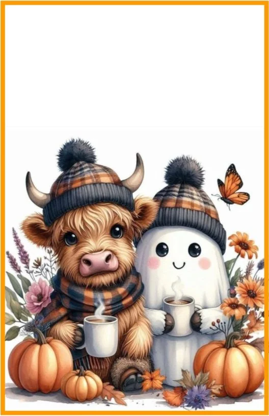Fall Pumpkin Friends Burning Flower Card. Candle or Wax Melt