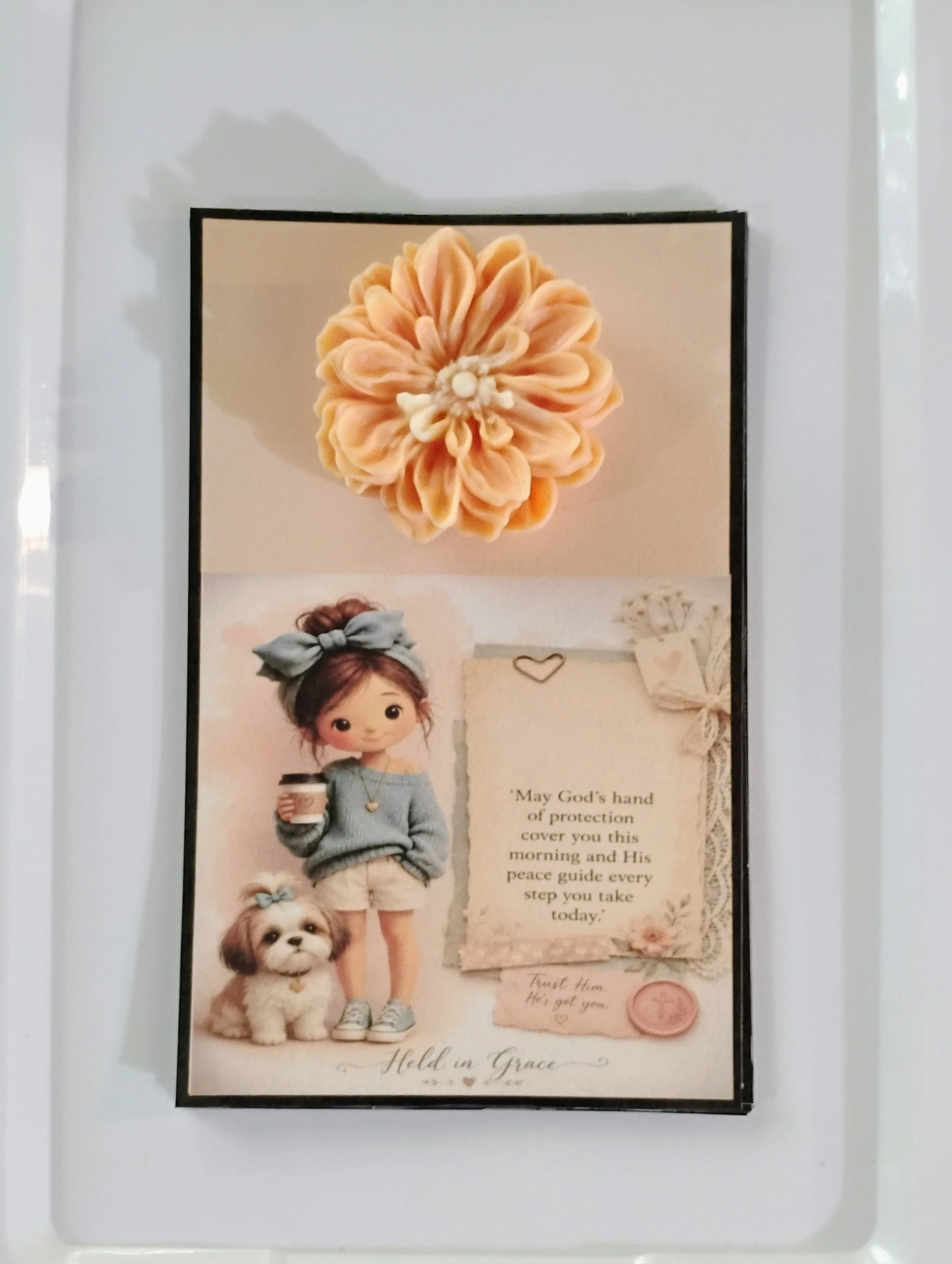 Held In Grace Burning Flower Card. Candle or Wax Melt