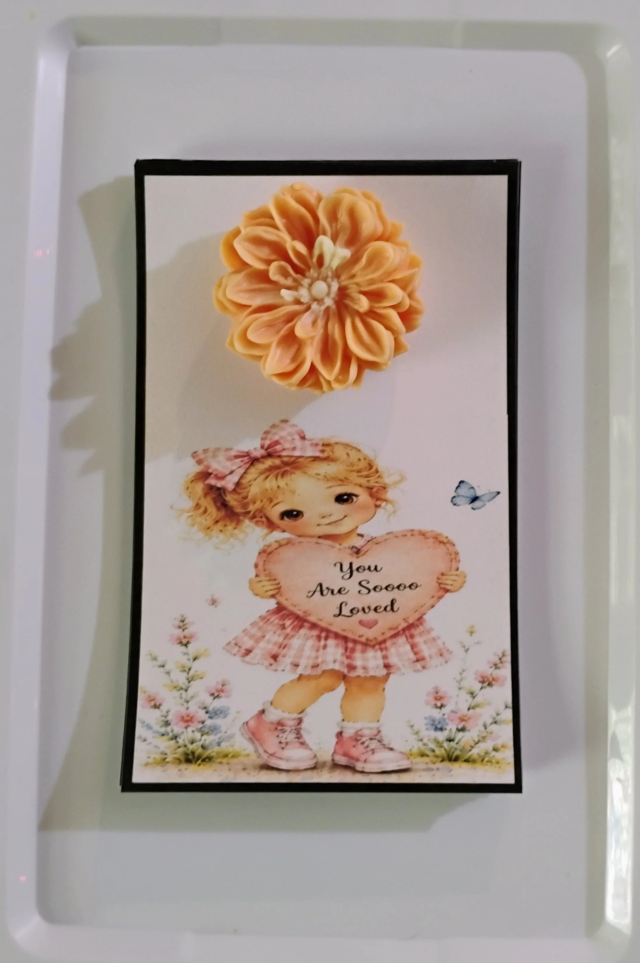 So Loved Heart Burning Flower Card. Candle or Wax Melt