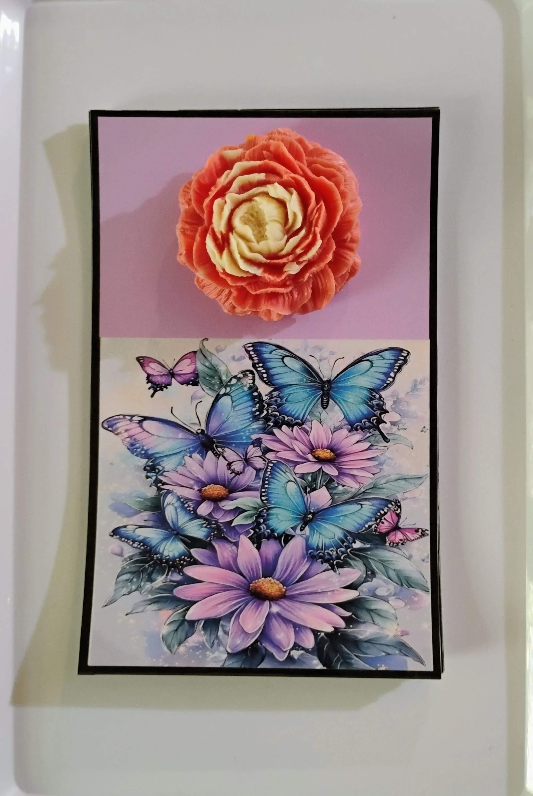 Butterflies & Flowers Burning Flower Card. Candle or Wax Melt