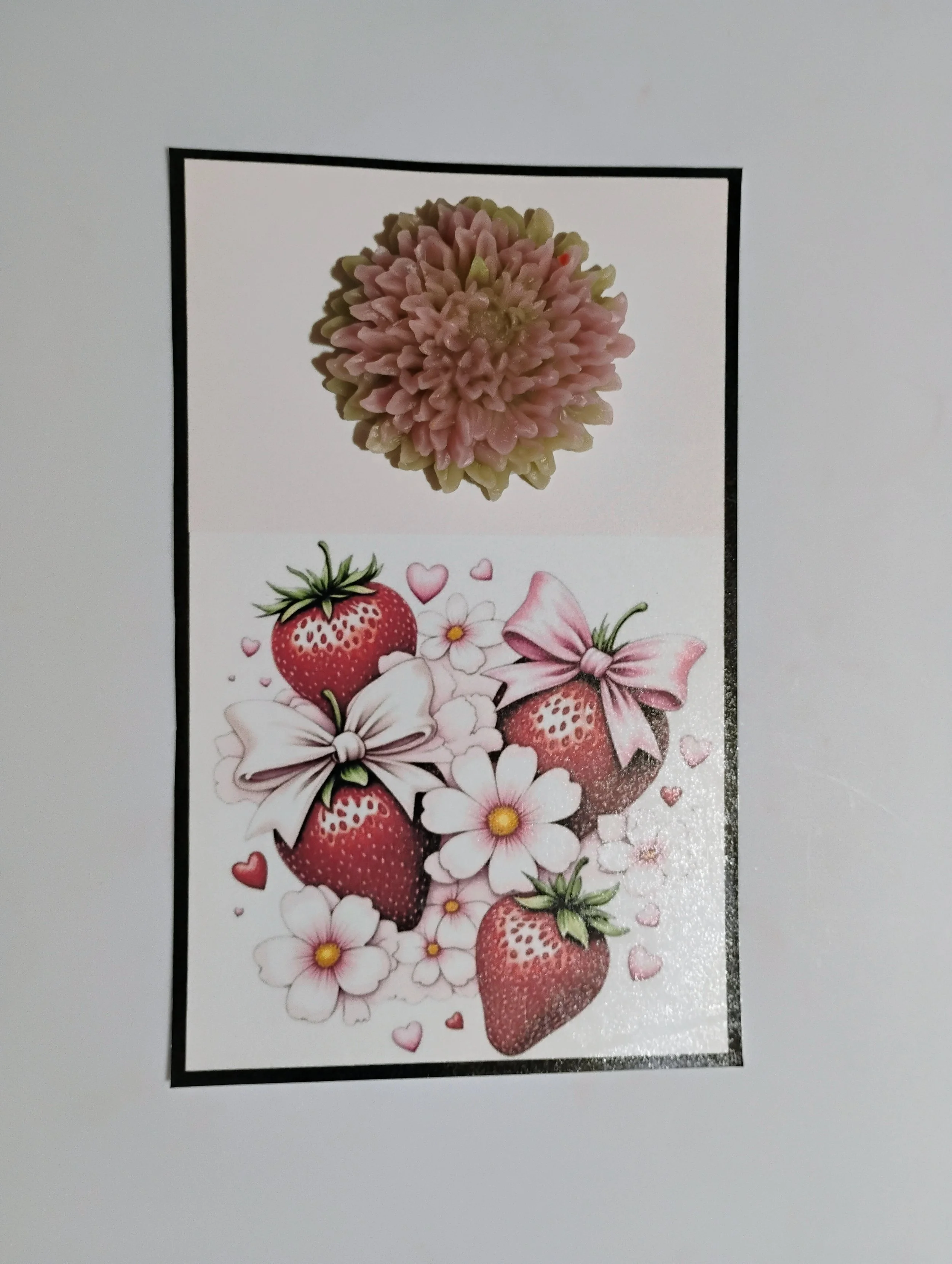 Strawberry Flower Burning Flower Card. Candle or Wax Melt