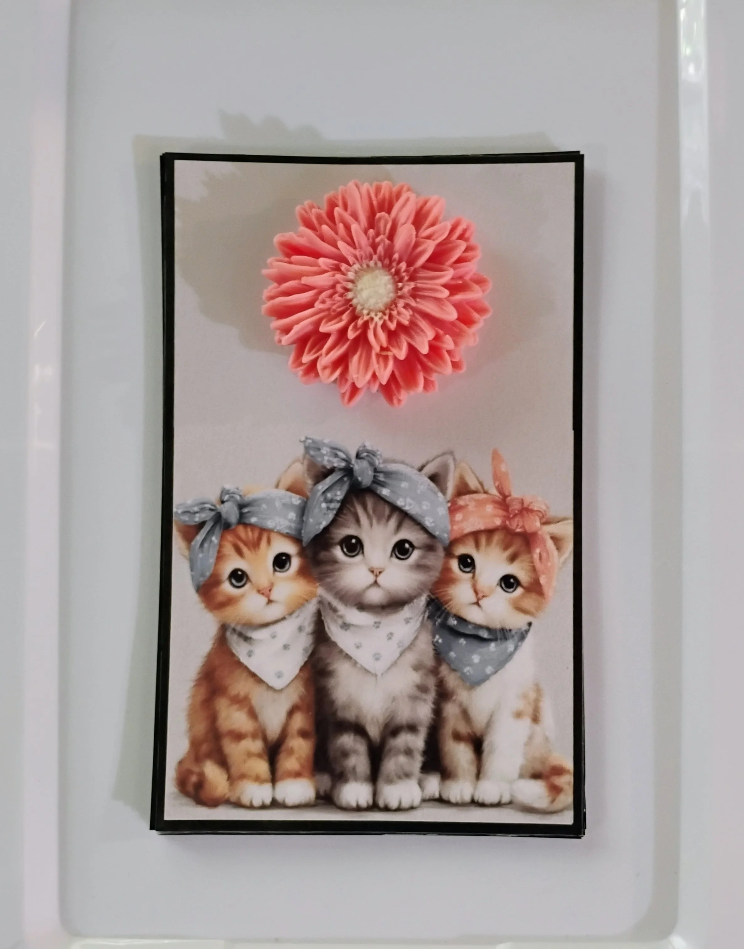 Kitten Friends Burning Flower Card. Candle or Wax Melt