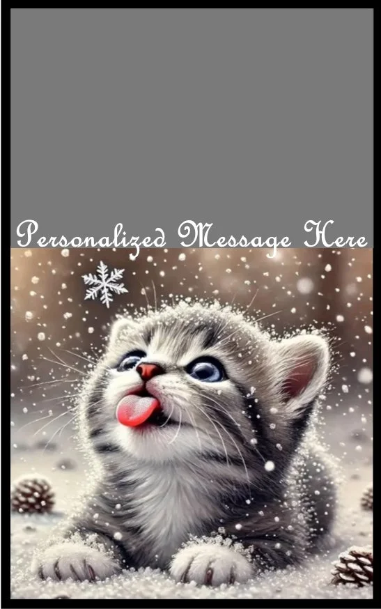 Kitty Christmas Snow Burning Flower Card. Candle or Wax Melt
