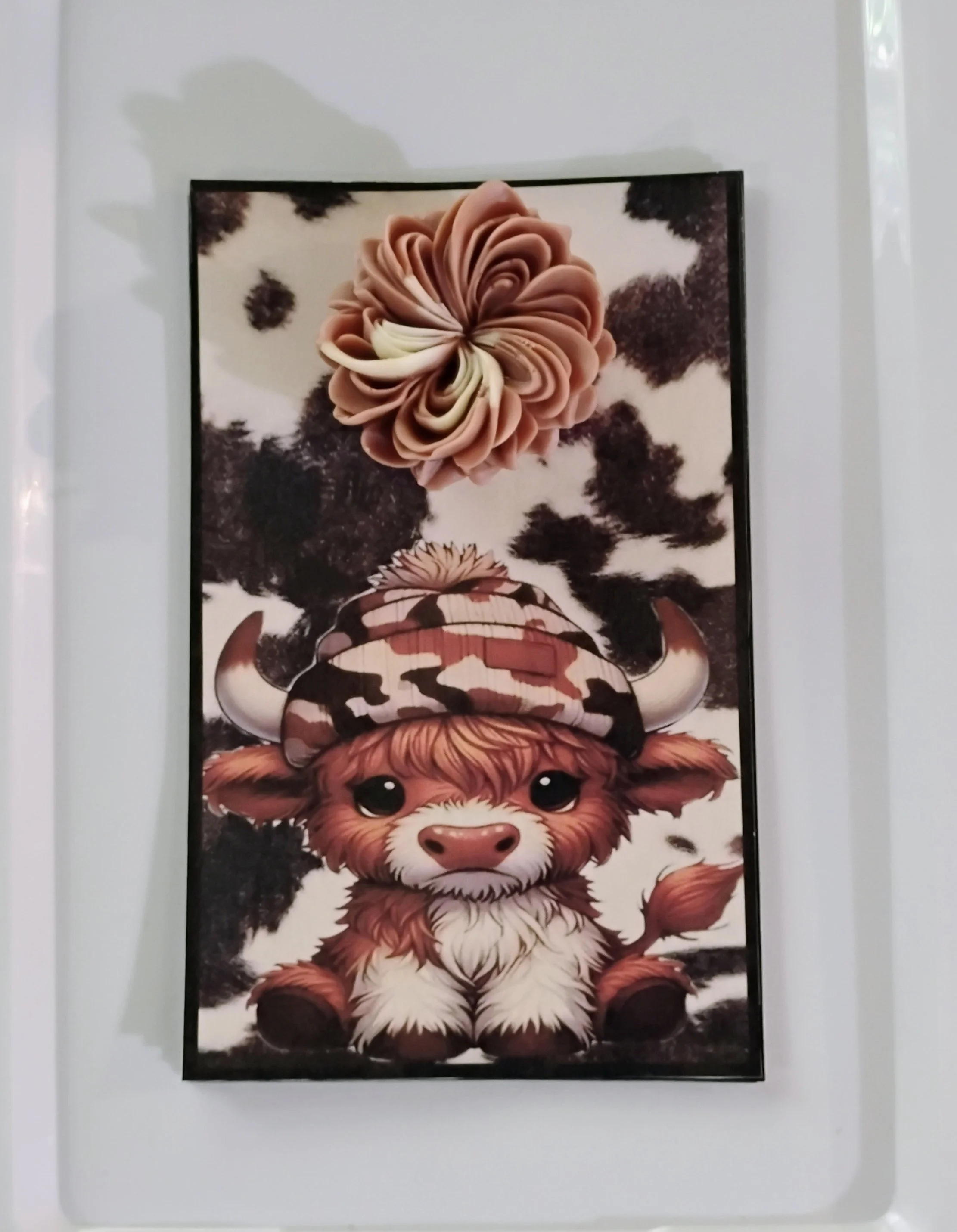 Camo Cow Burning Flower Card. Candle or Wax Melt