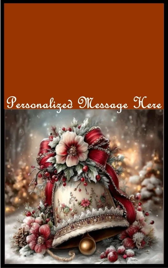 Christmas Bell Snow Burning Flower Card. Candle or Wax Melt