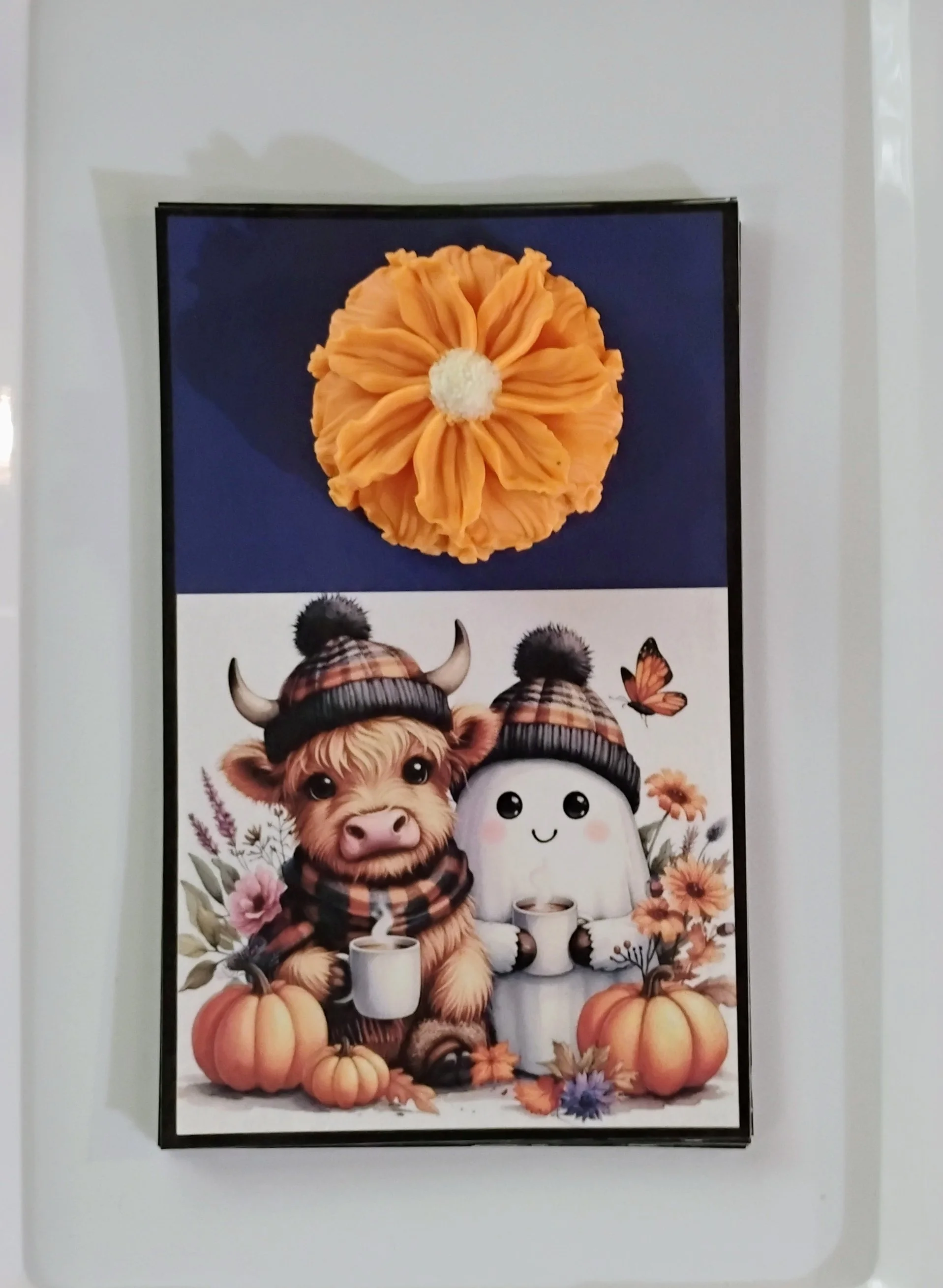 Fall Pumpkins Burning Flower Card. Candle or Wax Melt