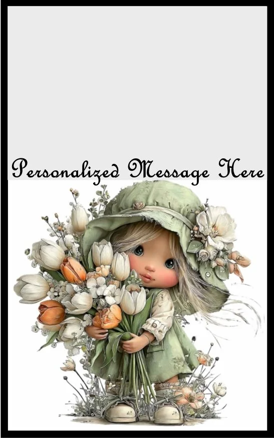 Girly Green Burning Flower Card. Candle or Wax Melt