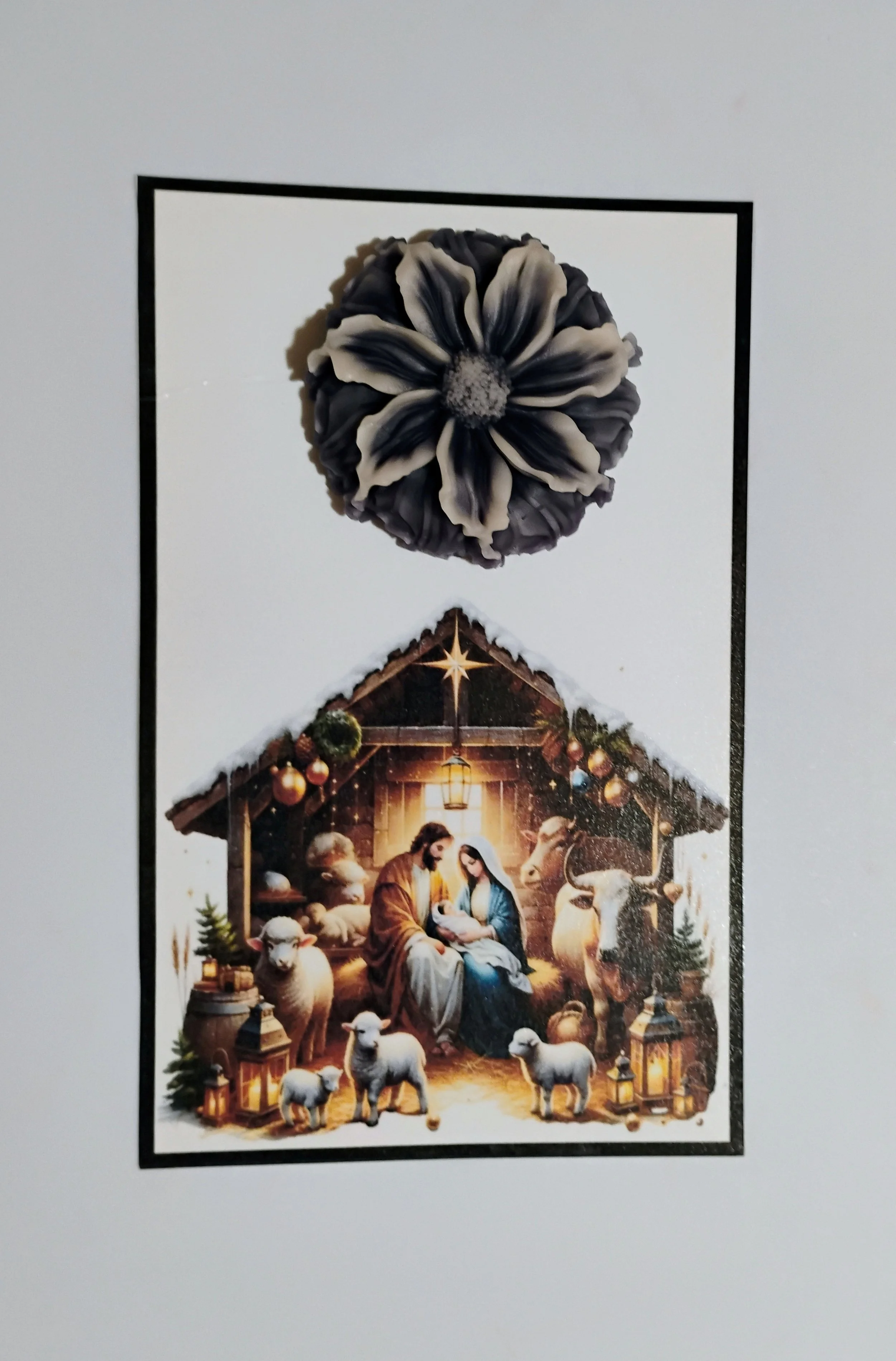 Christmas Manager Burning Flower Card. Candle or Wax Melt