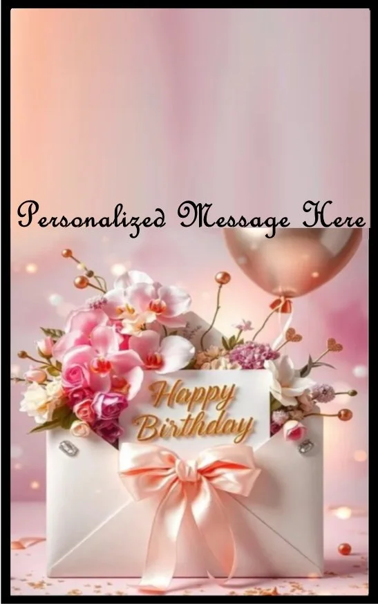 Birthday Envelope Pink Burning Flower Card. Candle or Wax Melt