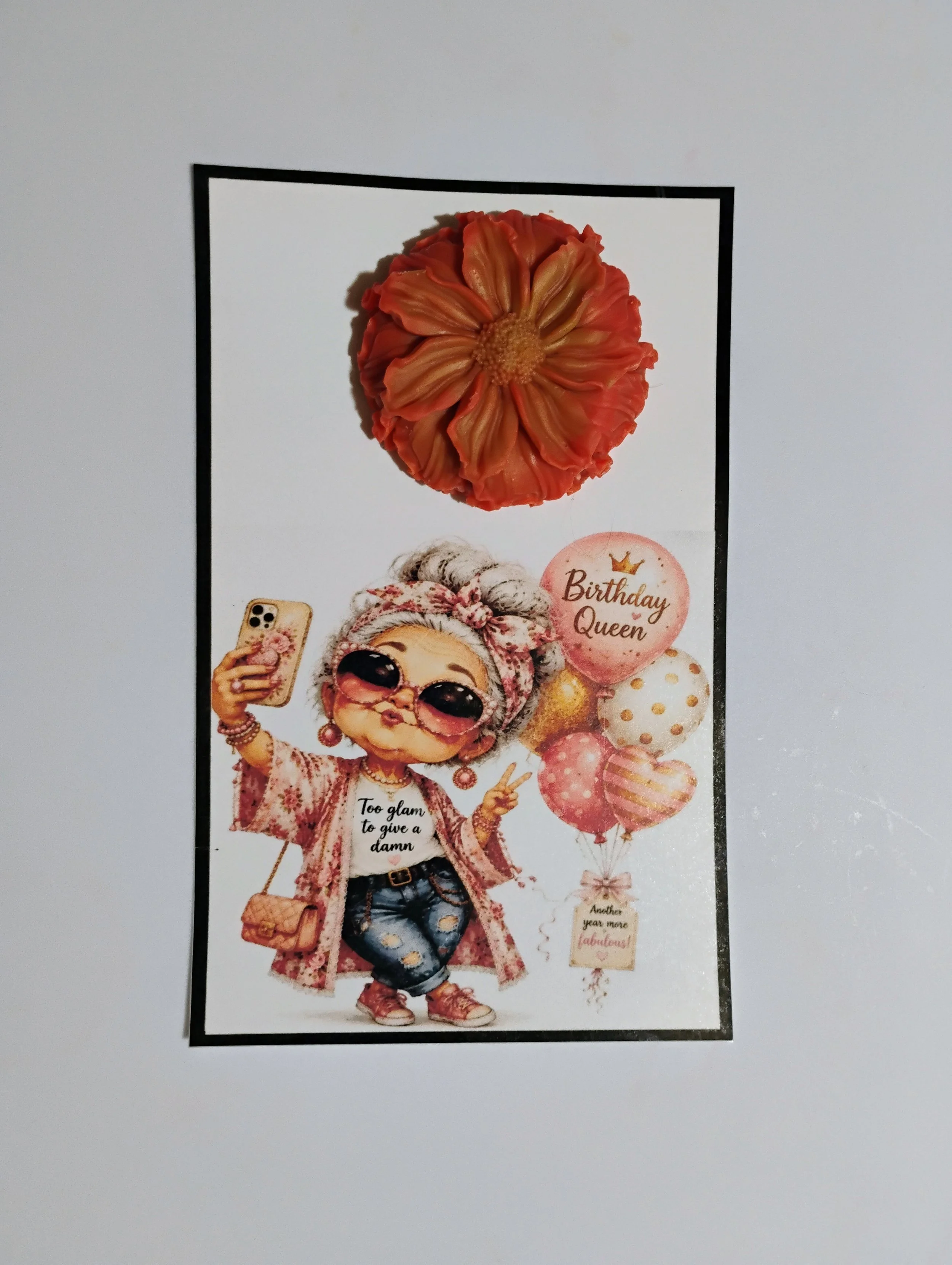 Too Glam Burning Flower Card. Candle or Wax Melt
