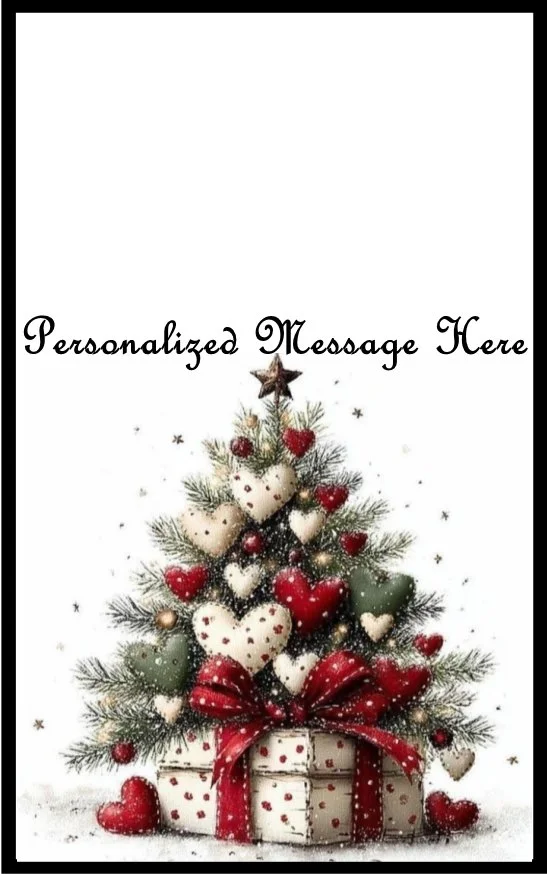 Heart Christmas Tree Burning Flower Card. Candle or Wax Melt