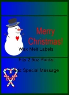 Snowman Candy Canes Wax Melt Label