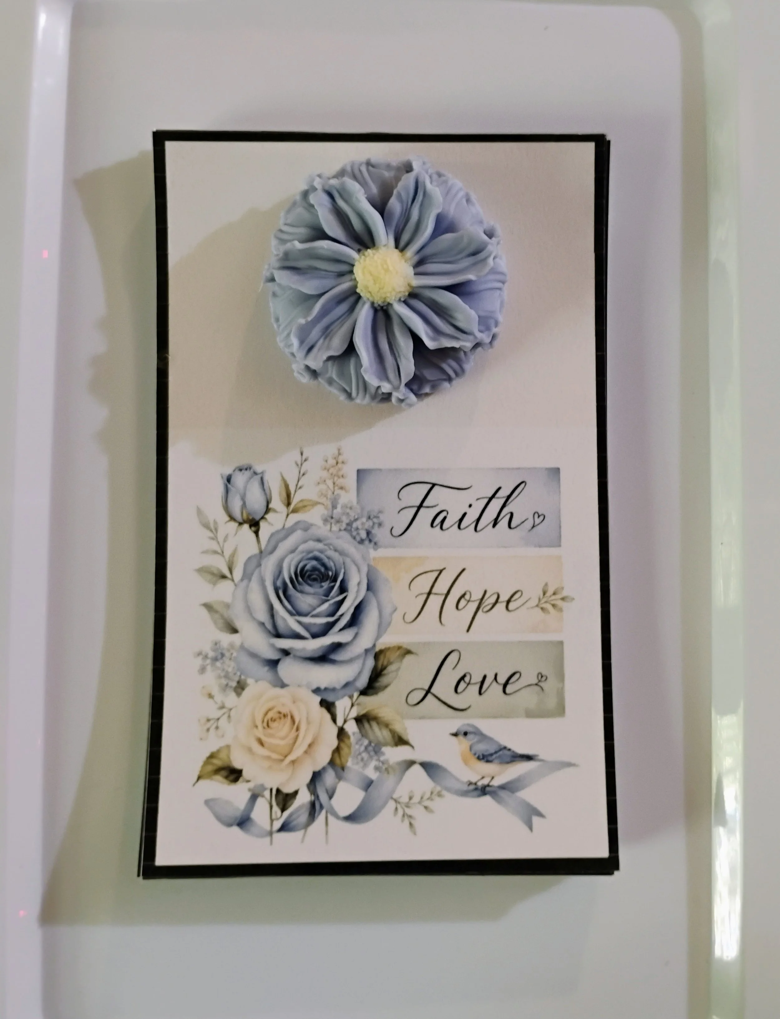 Blue Faith Love Burning Flower Card. Candle or Wax Melt