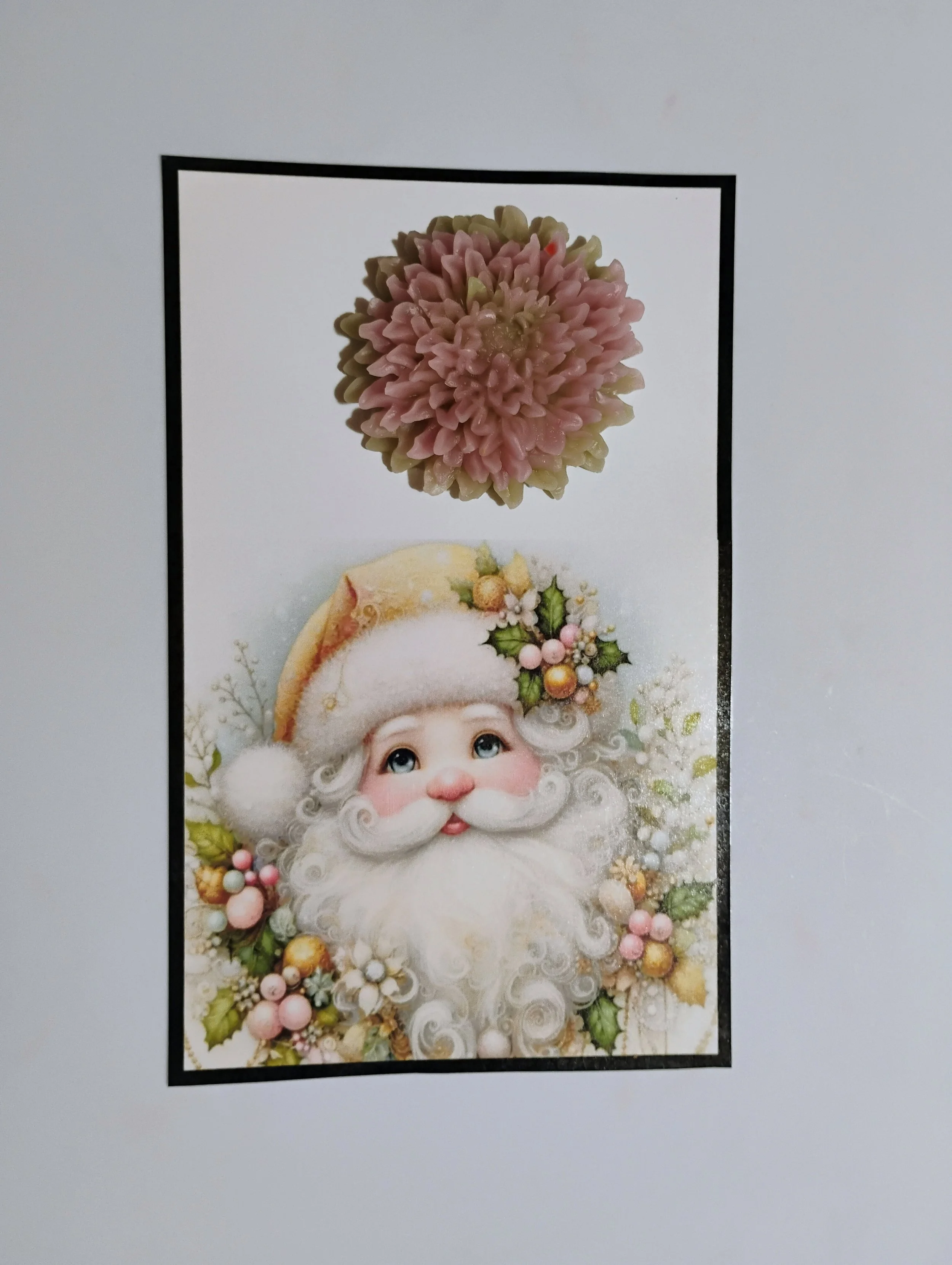 Colorful Santa Burning Flower Card. Candle or Wax Melt