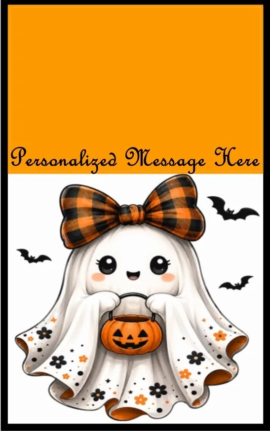 Plaid Ghost Burning Flower Card. Candle or Wax Melt
