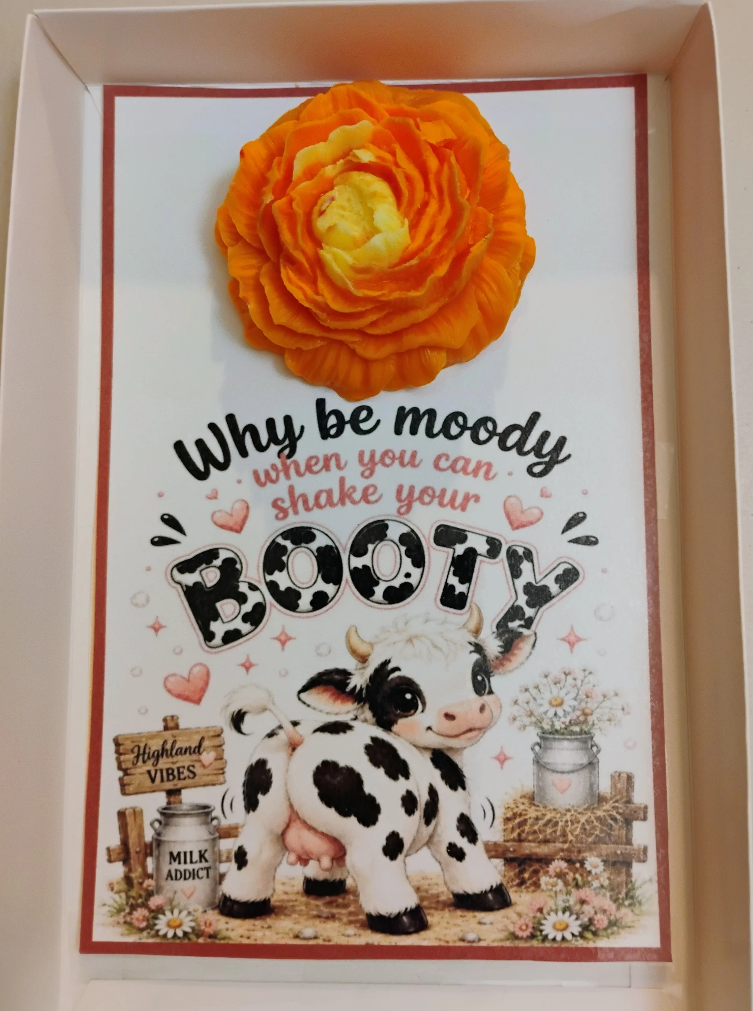 Shake Your Booty Burning Flower Card. Candle or Wax Melt
