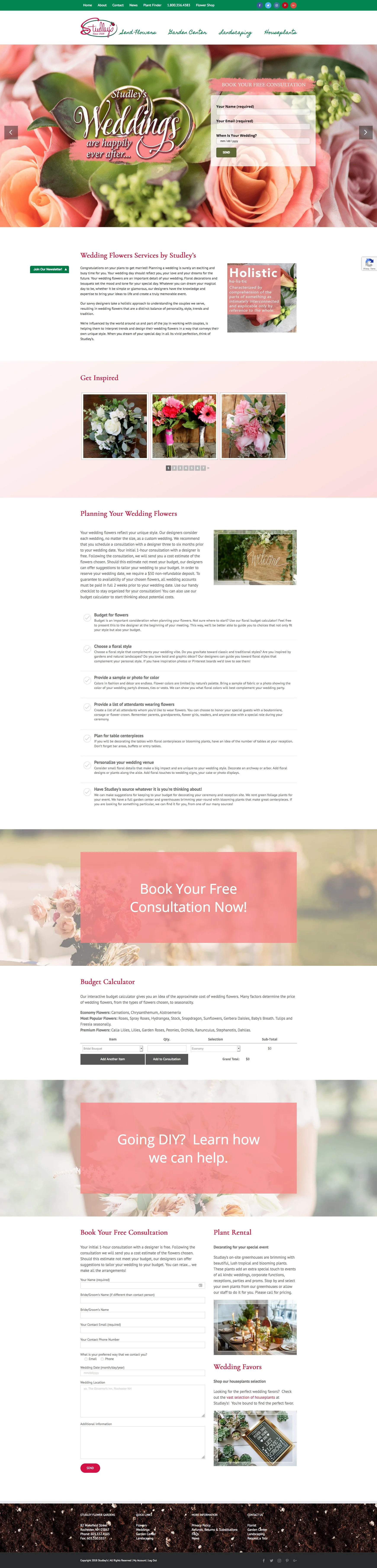 Studley's Flower Gardens Website Design