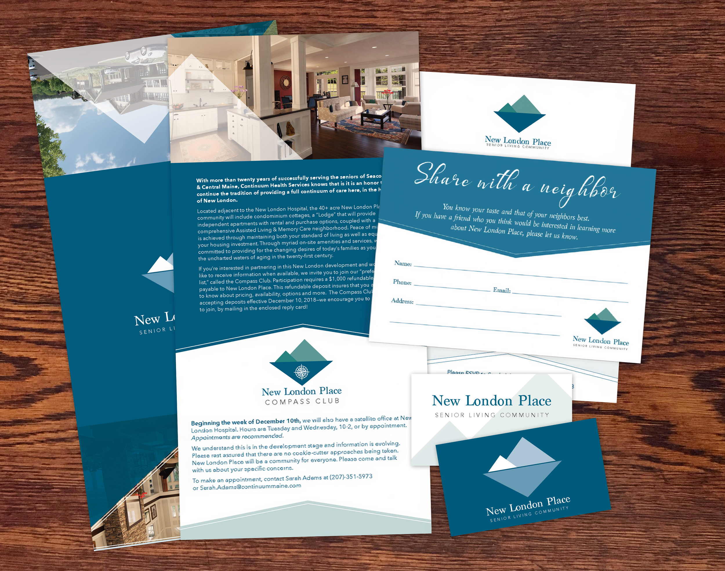 New London Place Retirement Community Logo, Branding, Print Collection