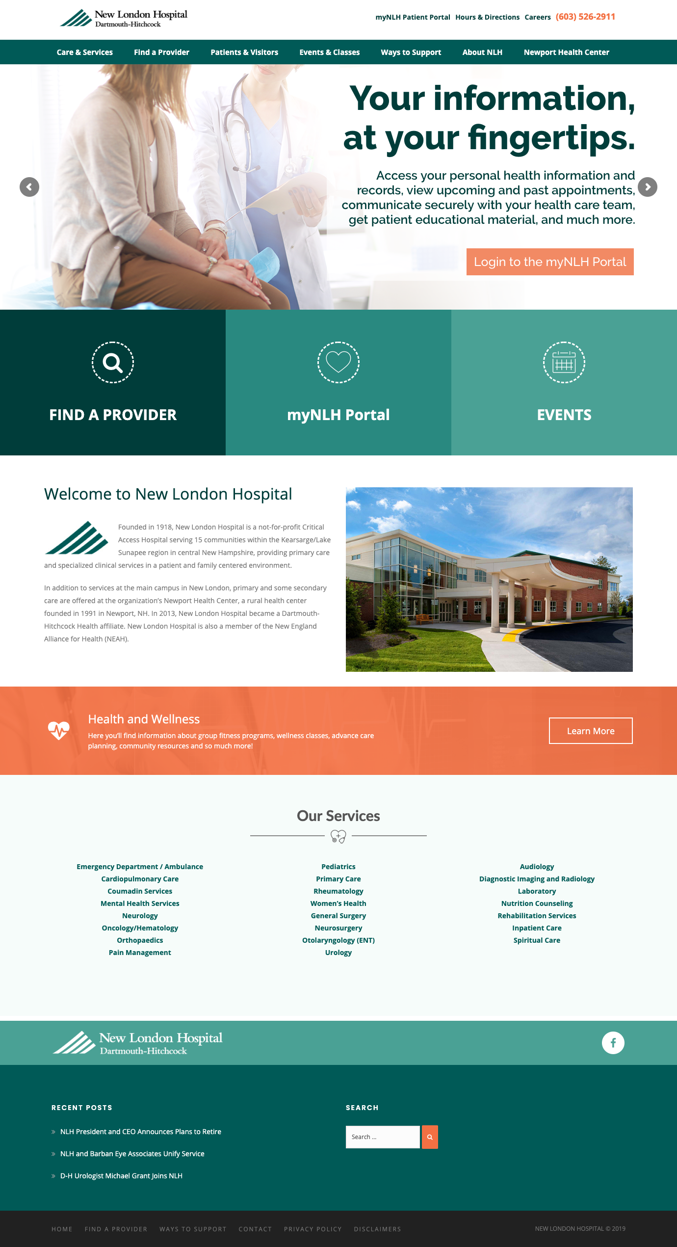 New London Hospital Website Design (Since redesigned as part of Dartmouth Hitchcock)