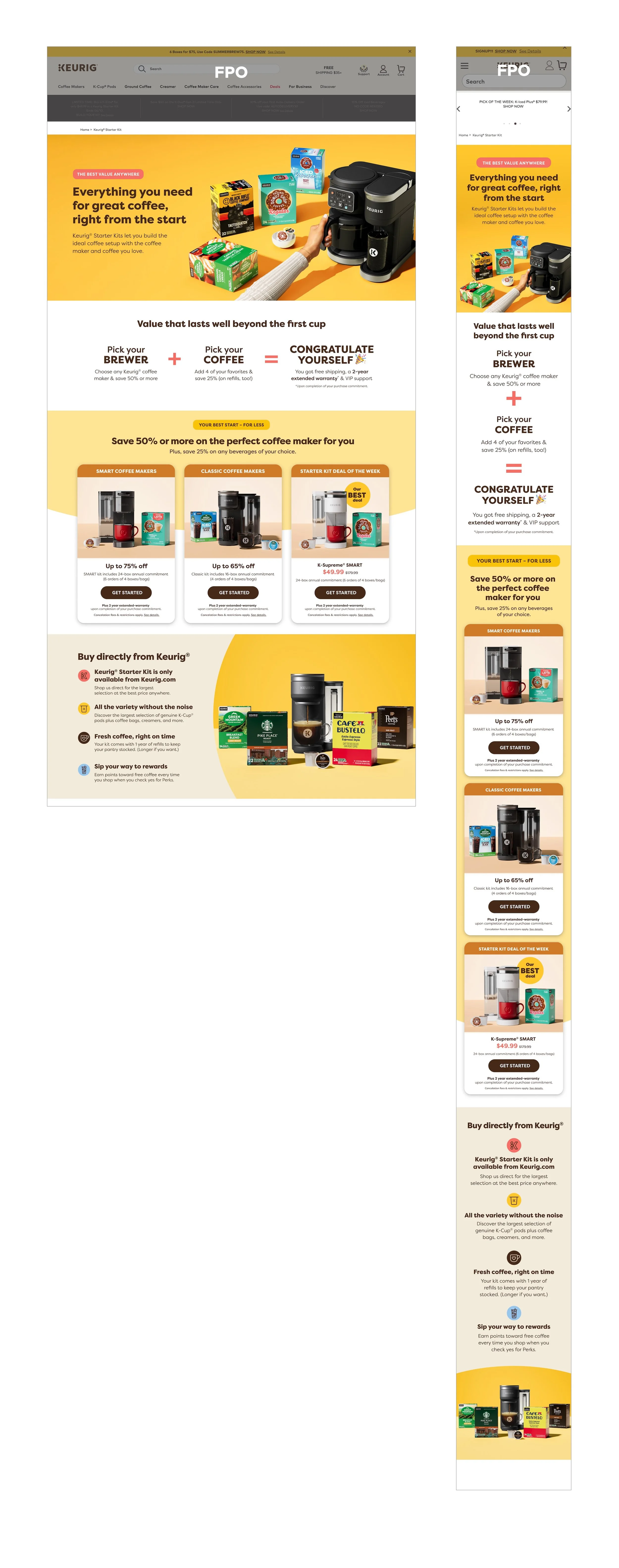 Keurig Starter Kit Page redesign for keurig.com