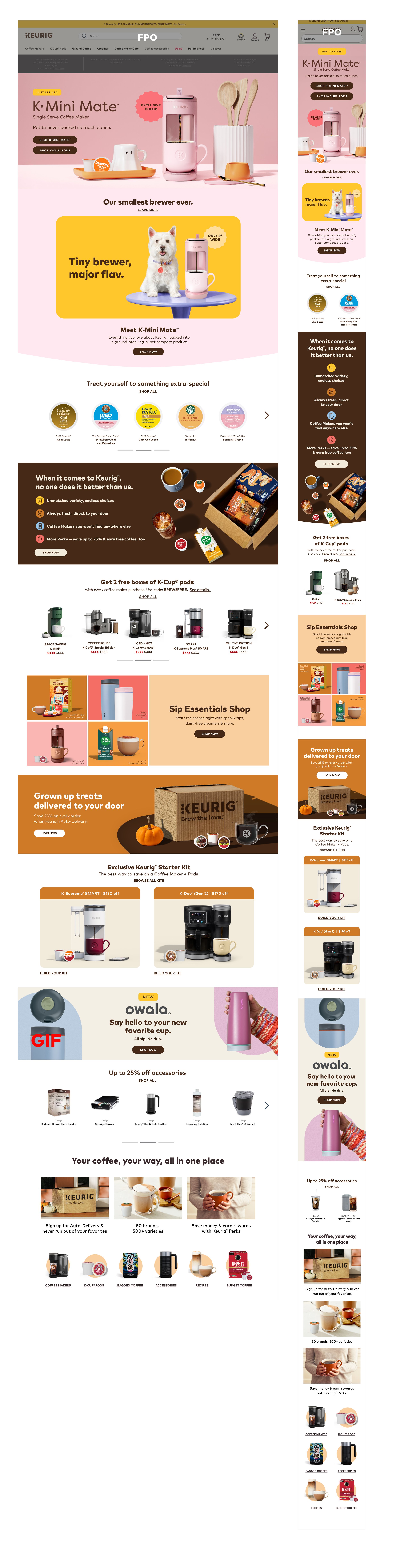 K-Mini Mate® Launch Homepage Designed homepage for launch of K-Mini Mate brewer during Halloween.