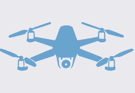 Illustration d'un drone quadricoptère bleu