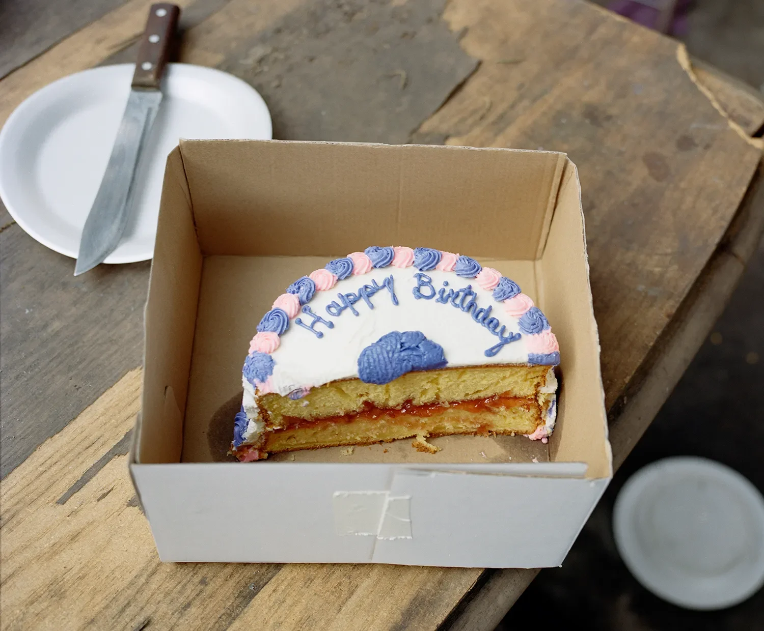 Half of a cake for a twin sister.