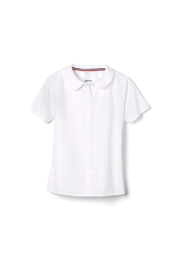 (Winter Uniform White) Girls Peter Pan Collar Short Sleeve Polo 