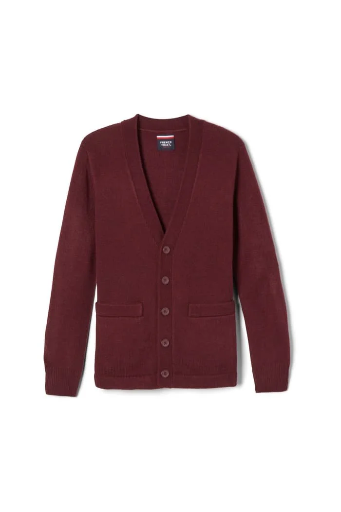 (Boys Burgundy) V Neck Sweater Cardigan