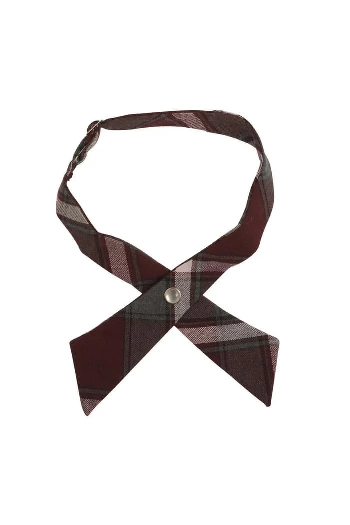 (Winter Uniform Burgundy) Plaid Cross Tie 