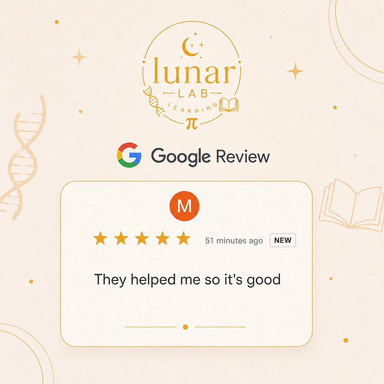 Kind student words and another 5 star review for Lunar Lab Learning. 

I genuinely love what I do - Lauren 🌙