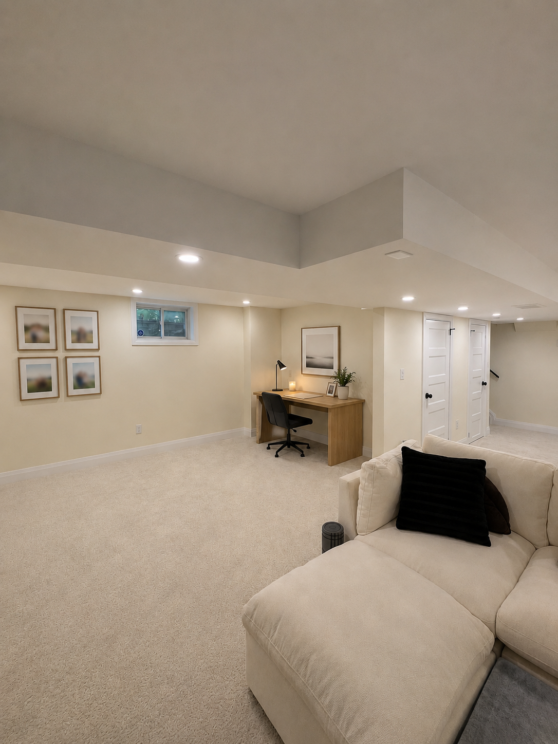 Bright open-concept basement designed for relaxing, entertaining and everyday living.