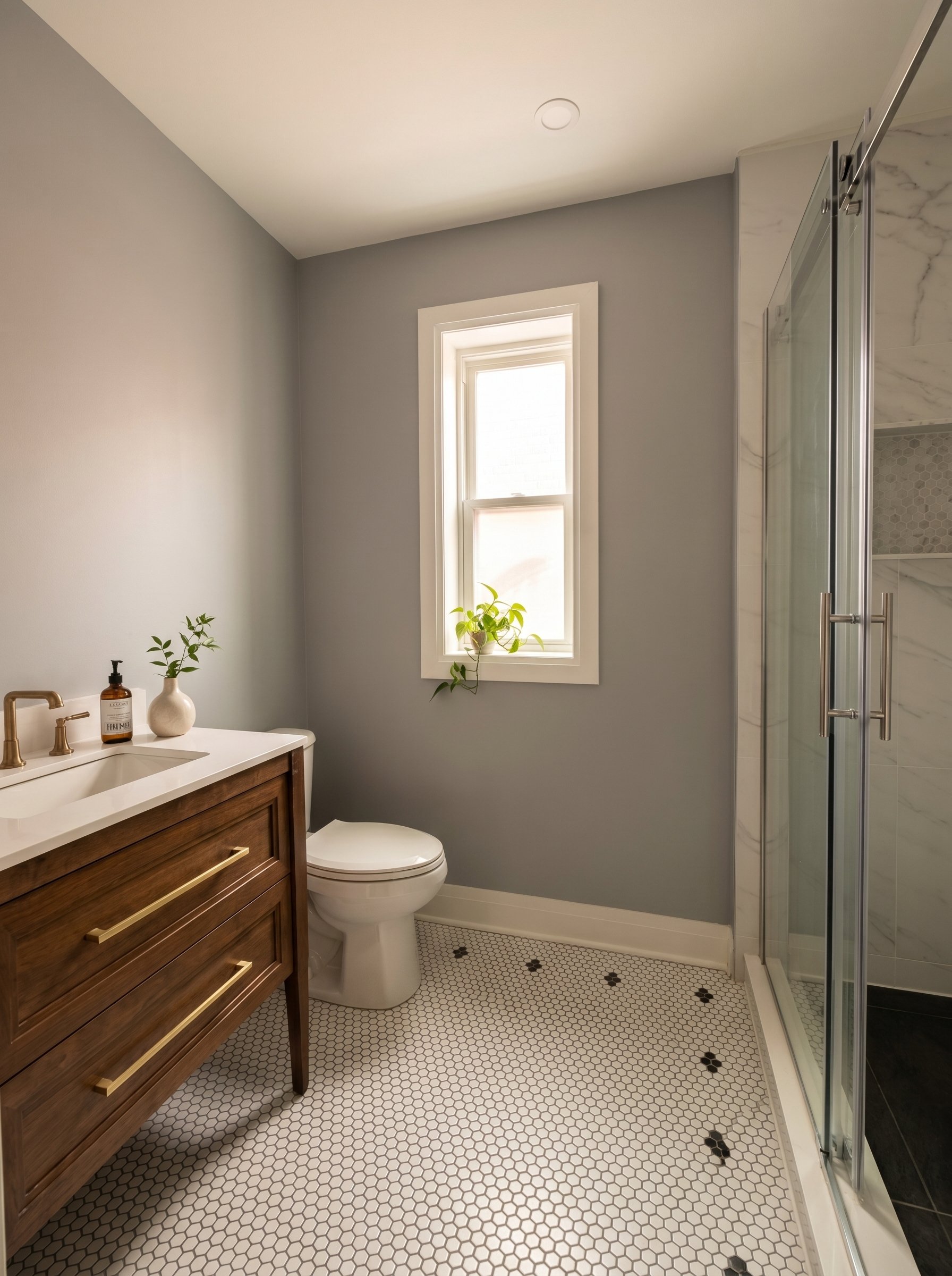 Complete bathroom renovation redesigned for functionality, comfort and space