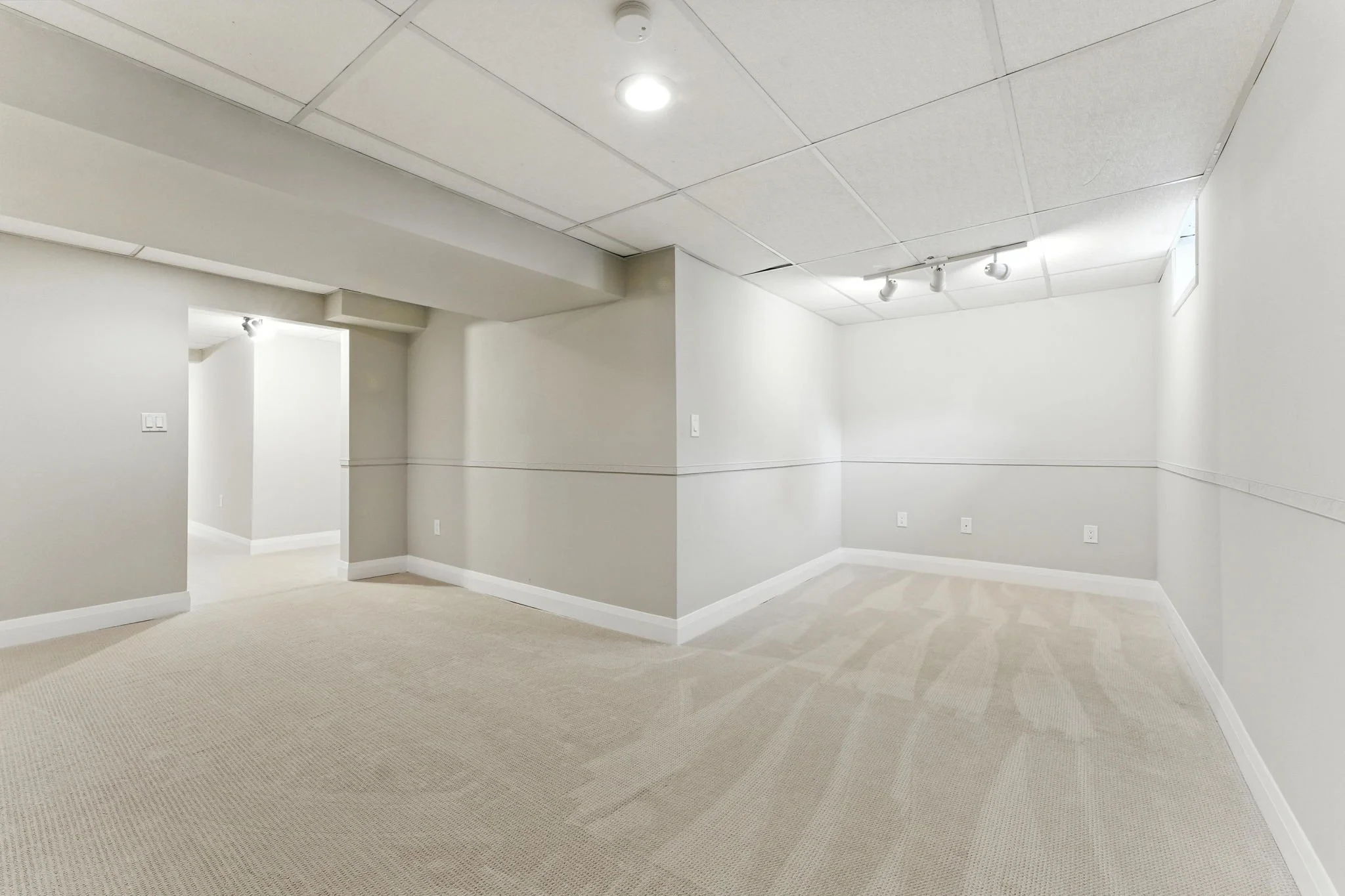 Finished basement designed for flexible everyday living.