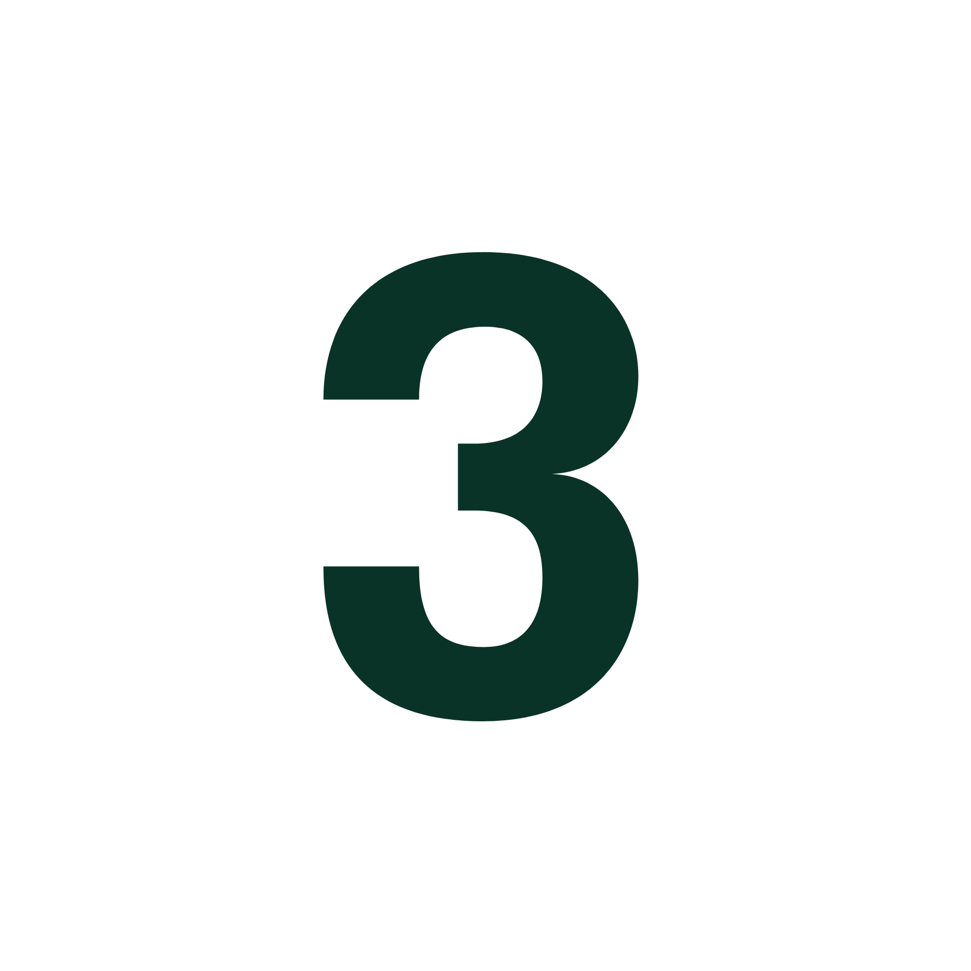 A black number 3 inside a white circle on a black background.