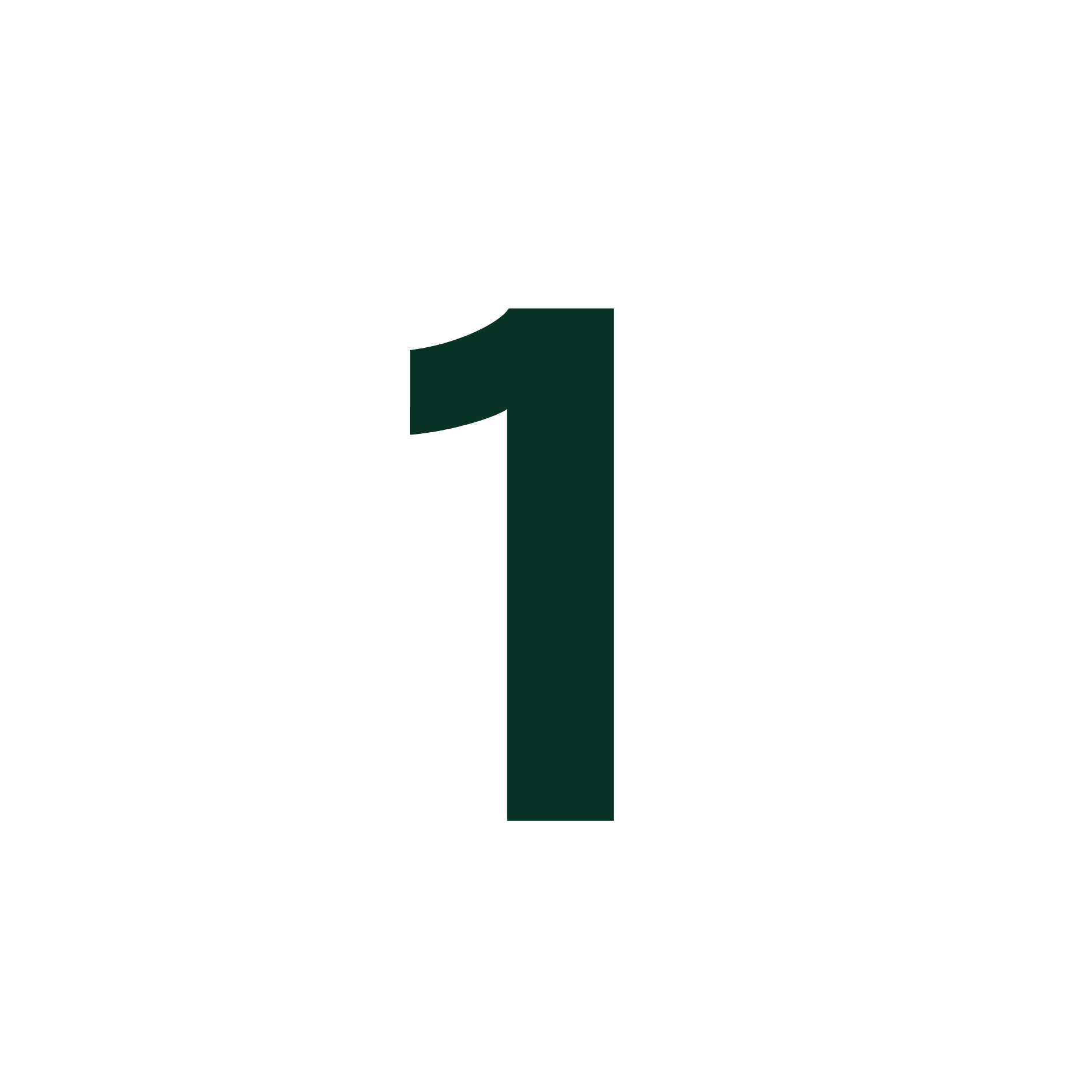 Large number 1 inside a circular outline, representing a countdown or ranking.