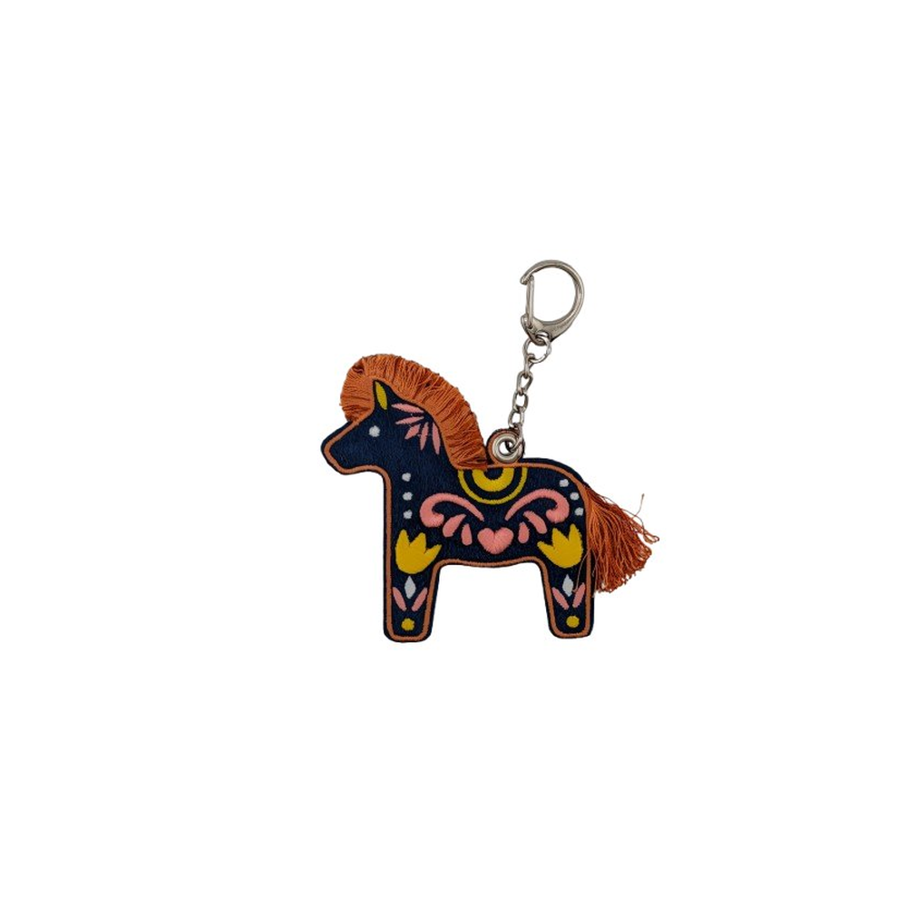 Embroidered Dala Horse Keychain | Folk Art Charm