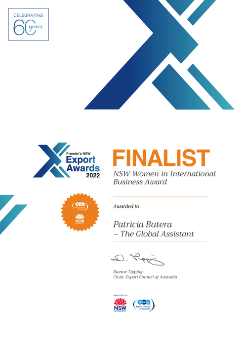 Finalist for the 2022 Premier's NSW Export Awards!