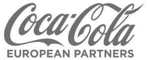 Coca-Cola European Partners logo in red text on a white background.