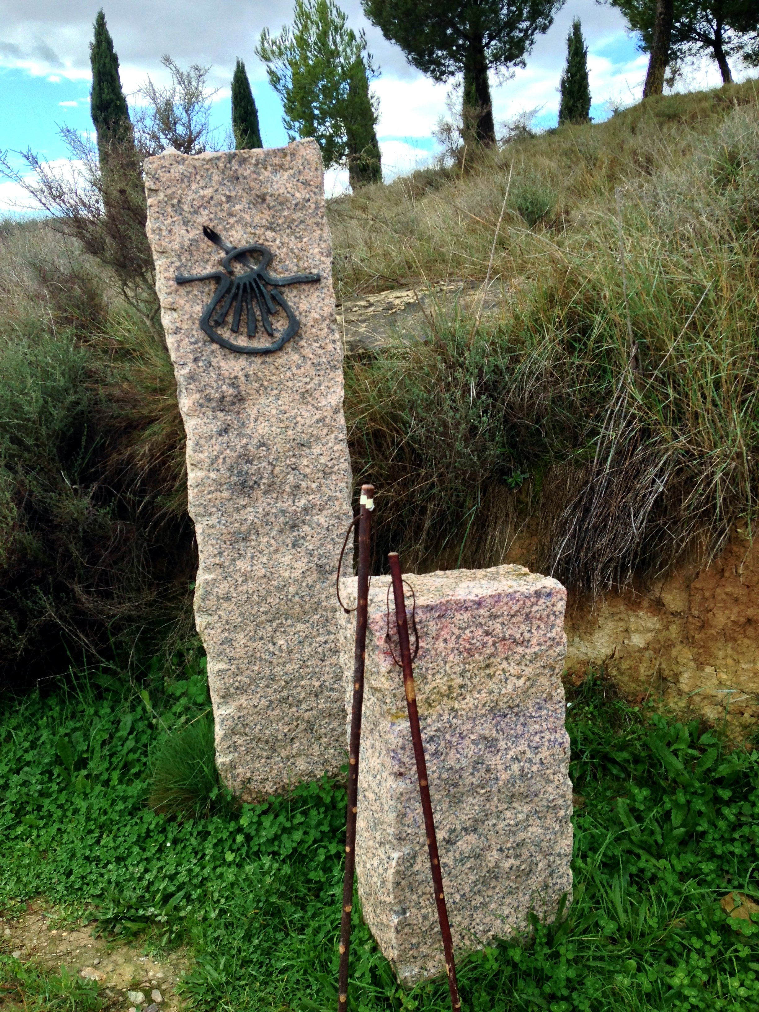 Trail markers outside Logrono on the Camino Frances