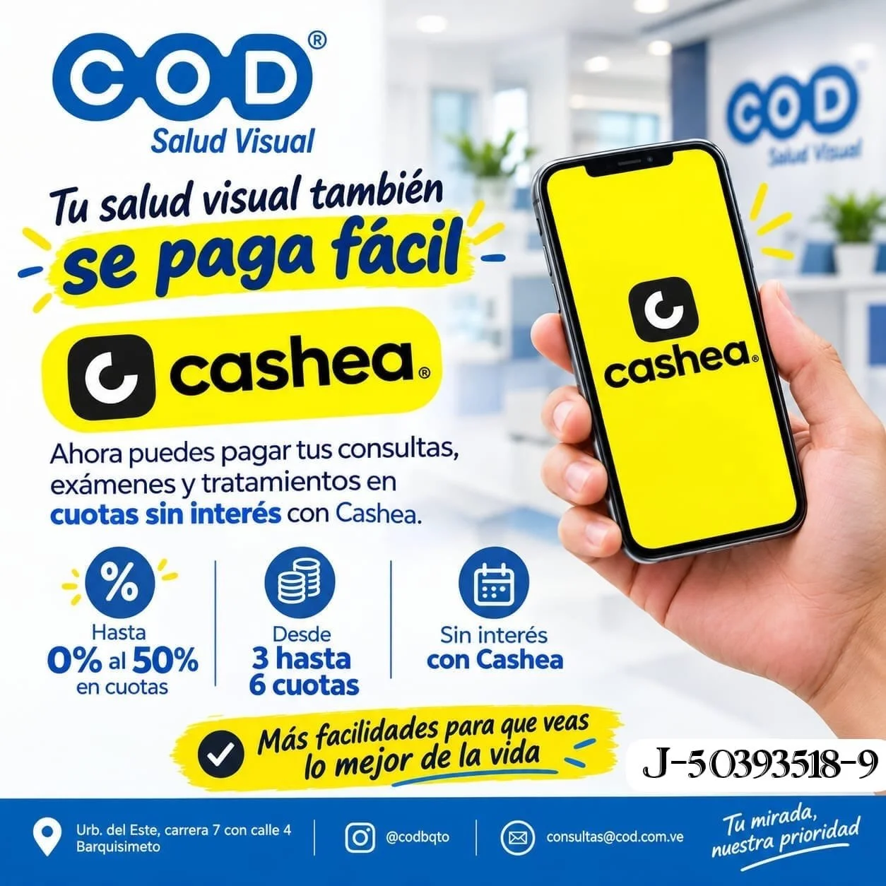 Tu salud visual es prioridad y se paga f&aacute;cil con cashea. Estamos listos para atenderte!  Contacto de citas 042425044415📱