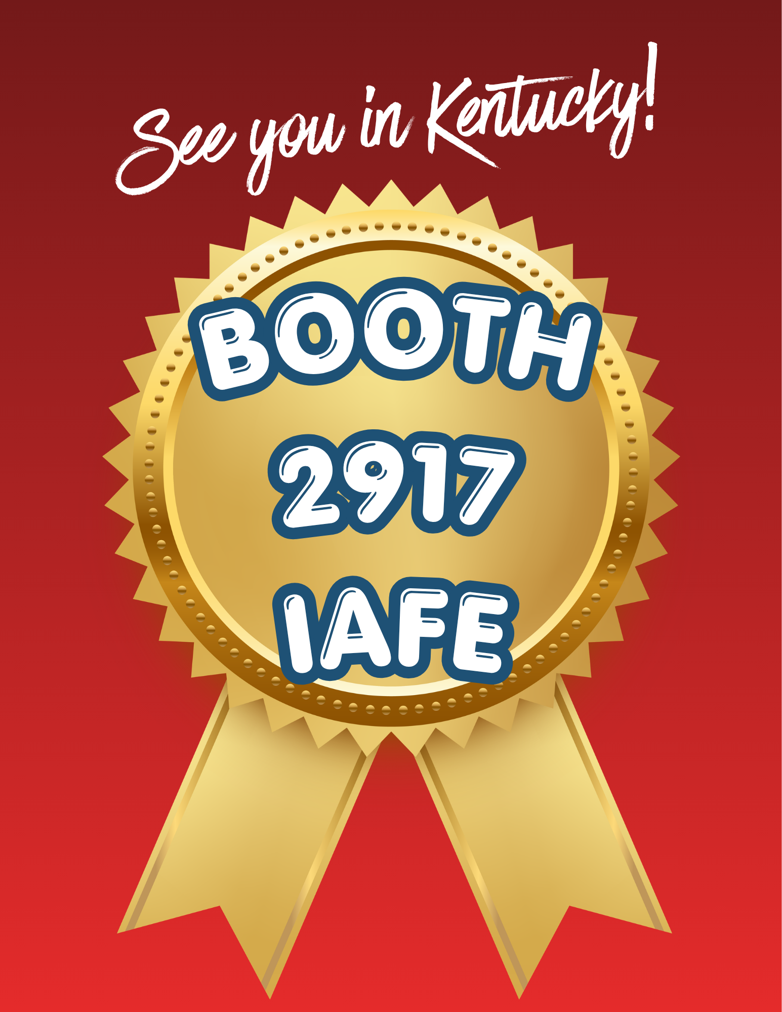 FairAim Consulting A graphic design with a red background and gold ribbon award featuring the text 'See you in Kentucky! BOOTH 2017 WEB' in stylized lettering.