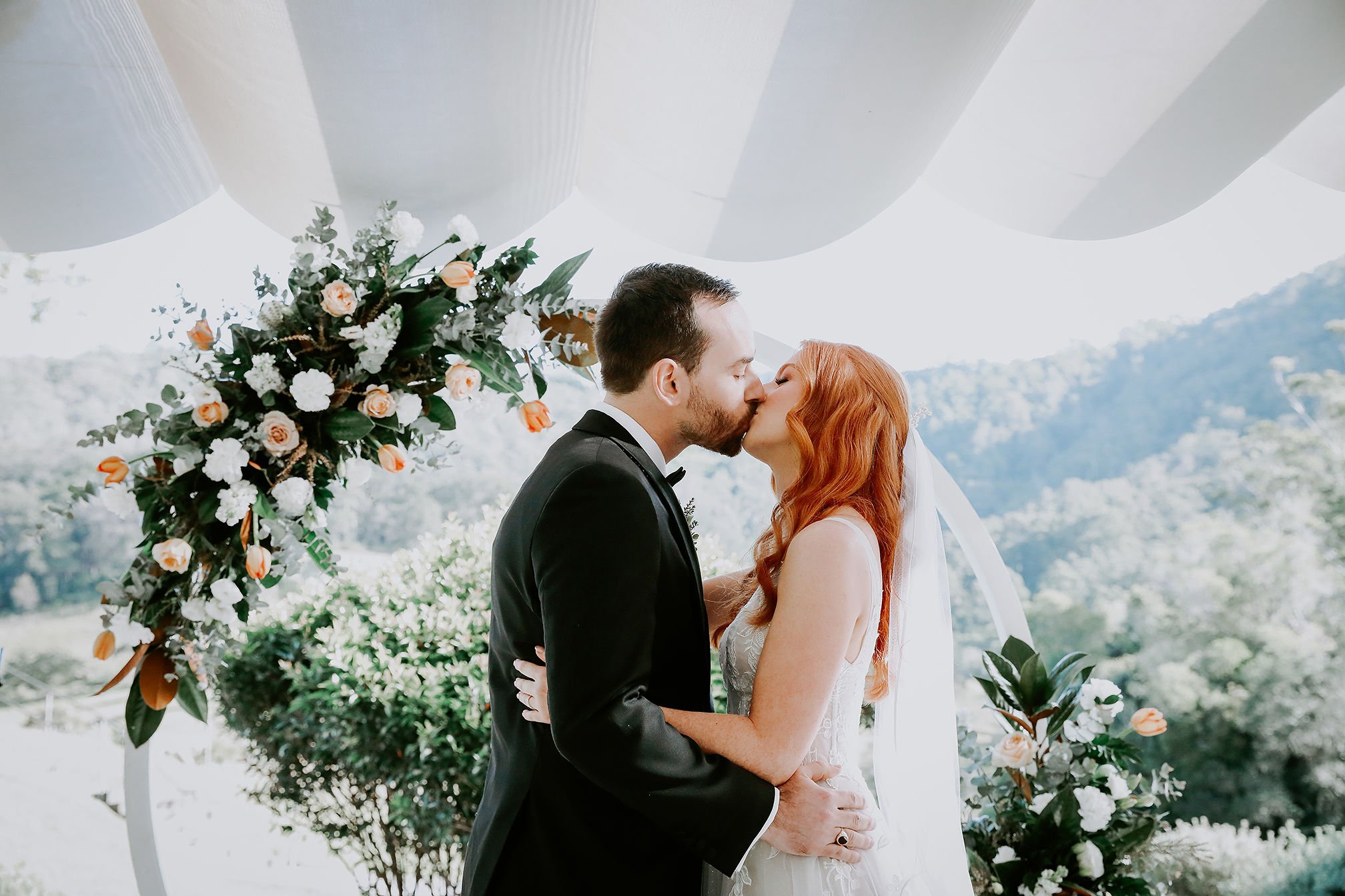 Outdoor wedding ceremony near Brisbane with civil marriage celebrant