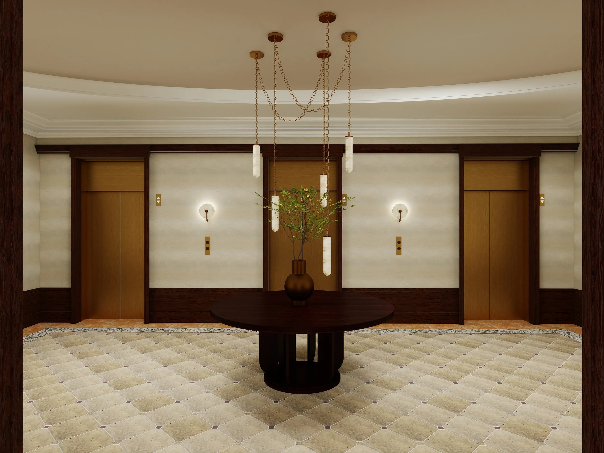 Condominium Elevator and Main Lobbies Renders - Trisha Davis Designs