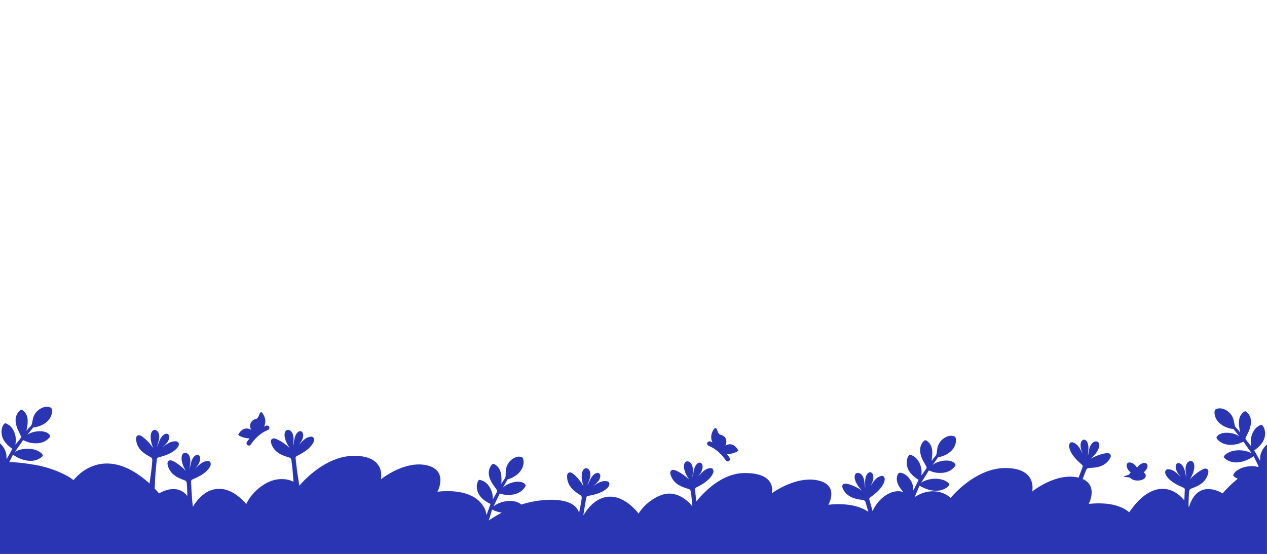 Black background with a blue floral border at the bottom