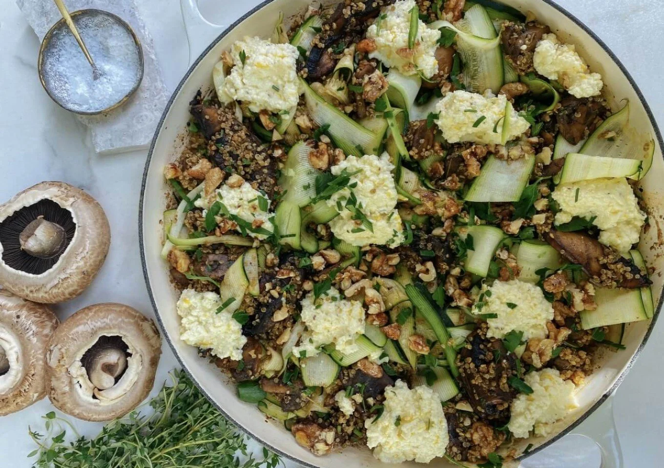 Balsamic Mushroom &amp; Lemon Ricotta Quinoa Salad