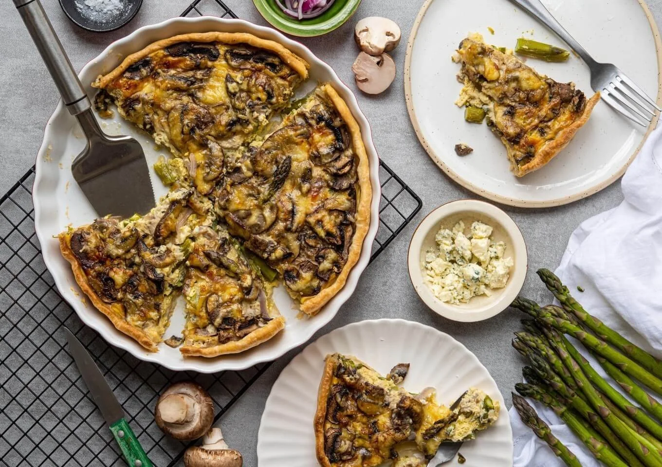 Mushroom, Green Bean &amp; Blue Cheese Quiche